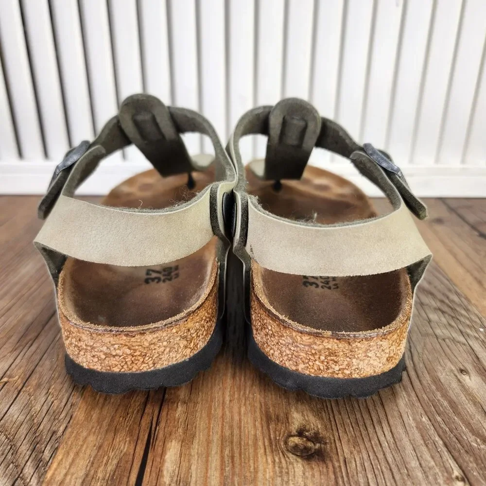 Birkenstock Kairo Thong Womens Size 6 Tan Leather Slip On Slingback Boho Sandals